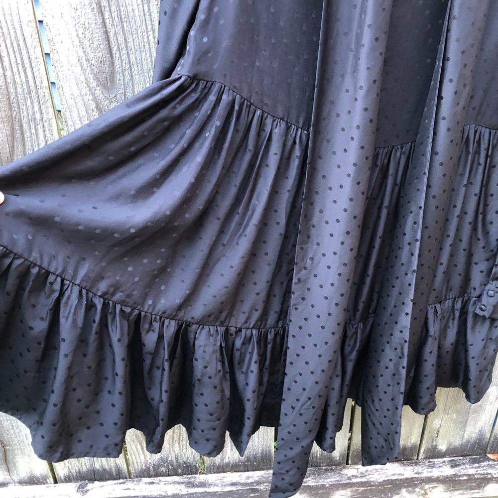 Sezane x Manoush Selena Silk Dress Size 38 Black Tie Neck Polka Dot Tiered - Picture 11 of 16